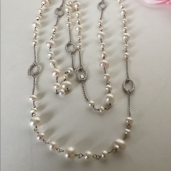 STERLING 40” PEARL NECKLACE - Picture 7 of 8
